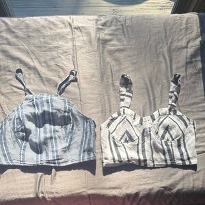 Two American Eagle Striped Crop Tops